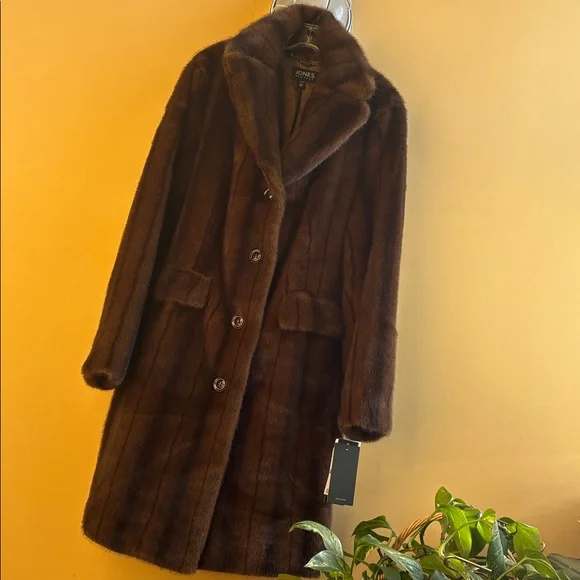 NWT Jones New York Faux Fur Coat Size XL Brown - Picture 2 of 6